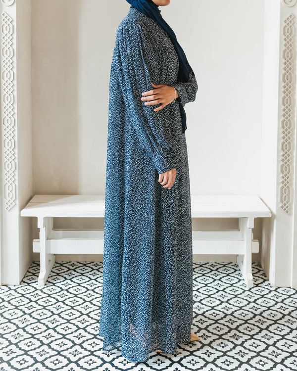 Sheer Navy Pebble Print Abaya