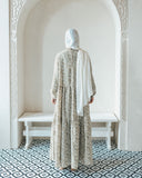 Olive Floral Printed Tiered Abaya