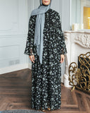 Sheer Black Floral Lace Abaya
