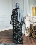 Sheer Black Floral Lace Abaya