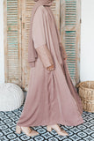 Coffee Corded Embroidered Open Abaya
