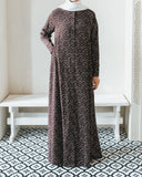Brown Printed Shirtdress Abaya