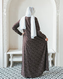 Brown Printed Shirtdress Abaya