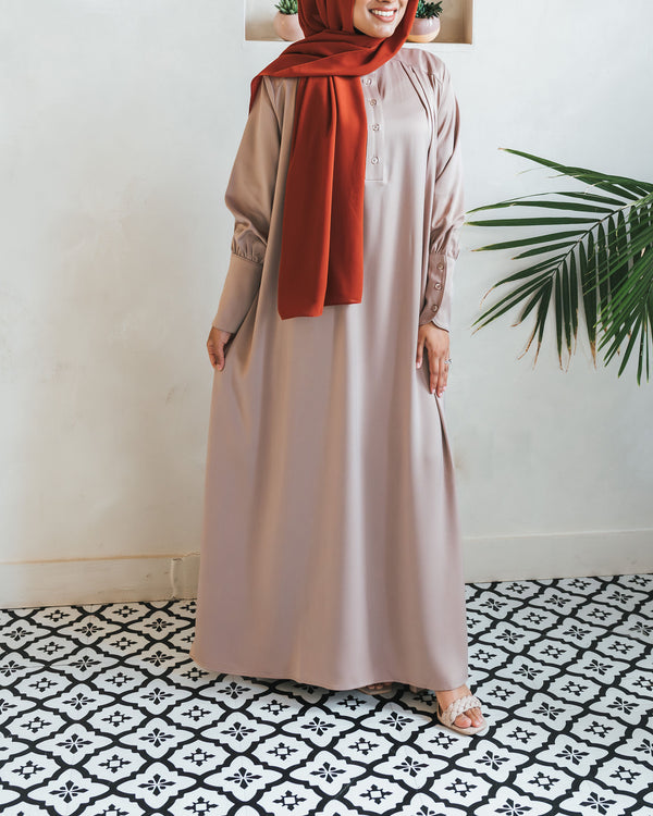 Stone Satin Pleated Blouse Abaya