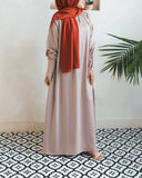Stone Satin Pleated Blouse Abaya