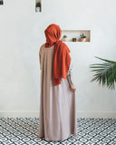 Stone Satin Pleated Blouse Abaya