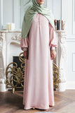 Pale Pink Thin Cuff Embroidered Abaya