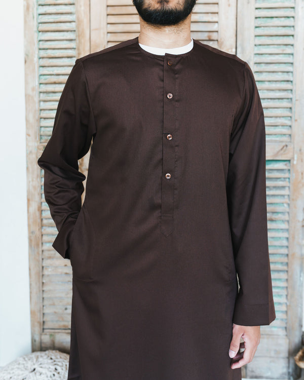 Men's Dark Brown Simple Thobe