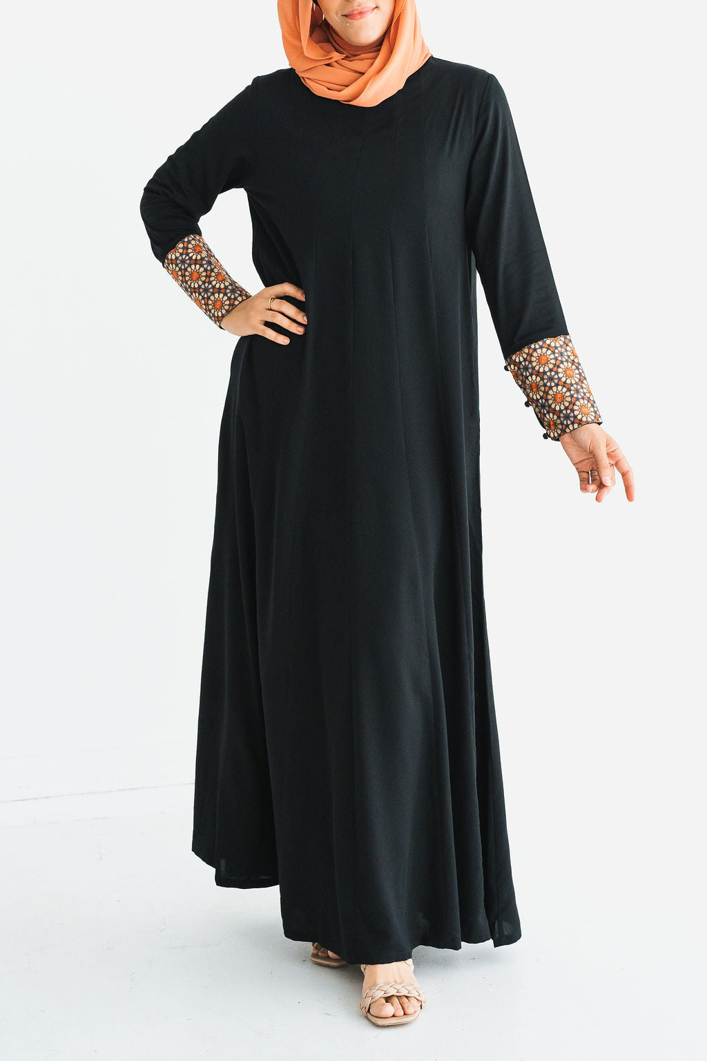 Luxury Black Embroidered Cuff Abaya