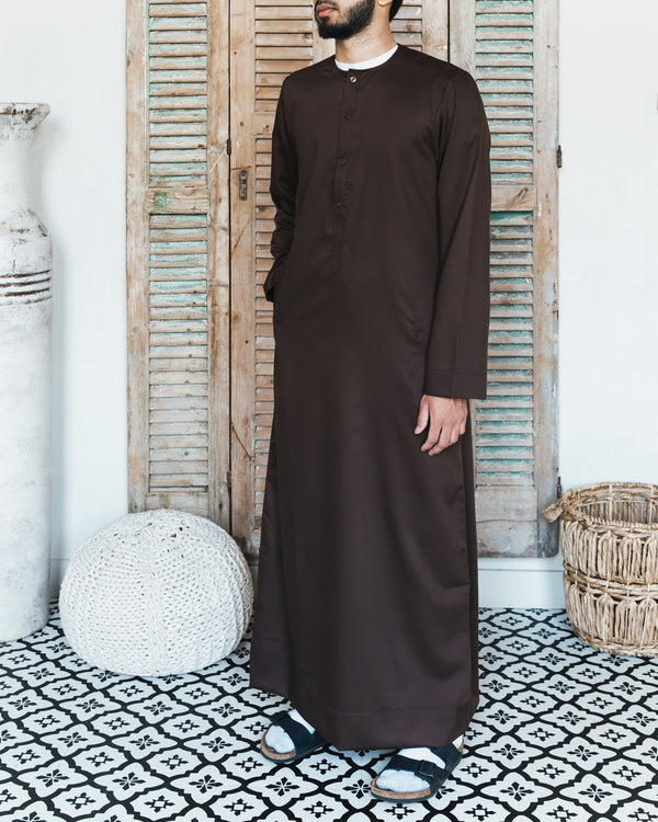 Men's Dark Brown Simple Thobe