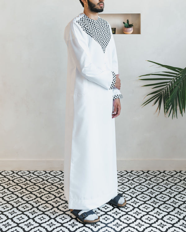 Men's White Kufiya Thobe