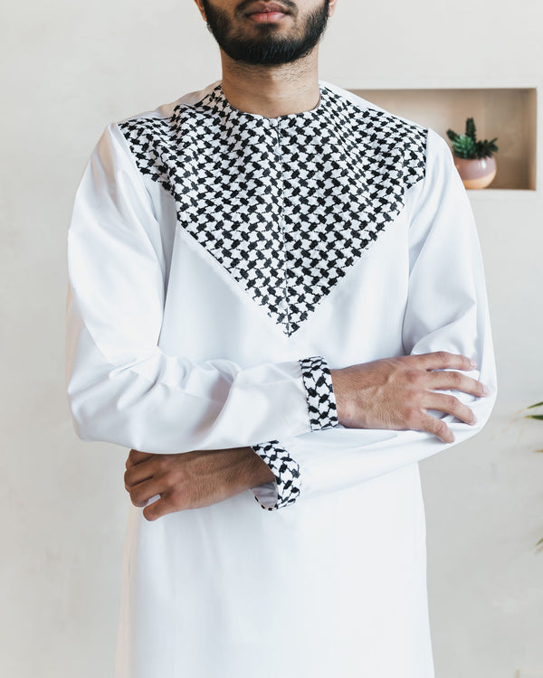 Men's White Kufiya Thobe