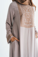 Luxury Beige Embroidered Abaya