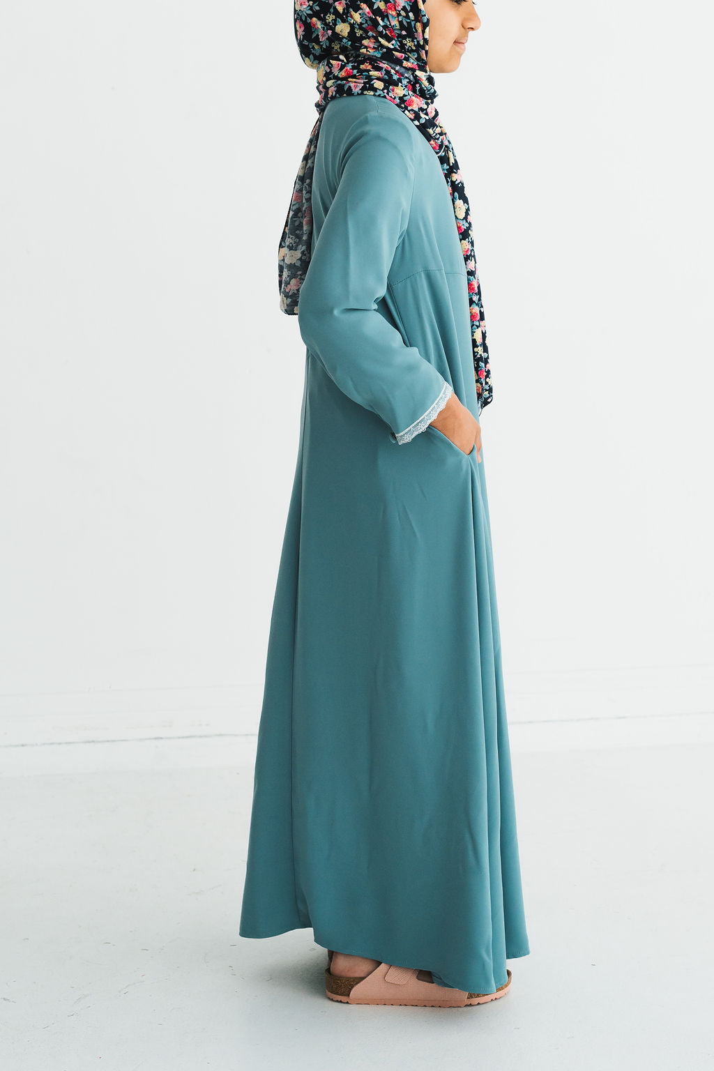 Girl's Sea Glass Empire Lace Abaya