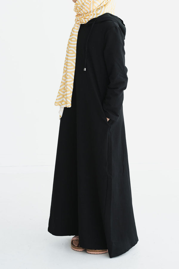 Girl's Black Hoodie Abaya