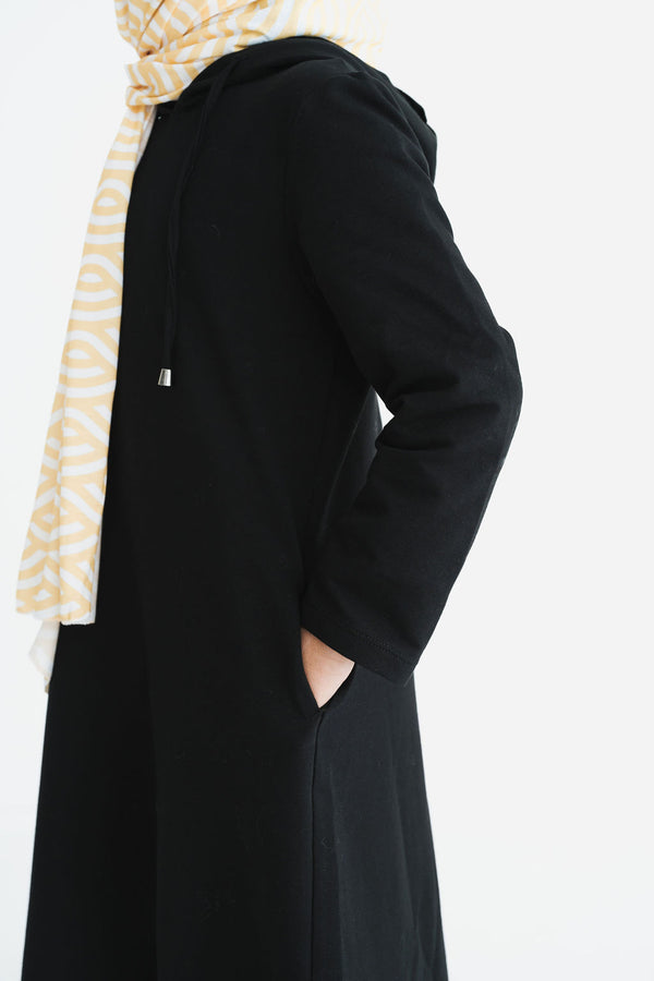 Girl's Black Hoodie Abaya