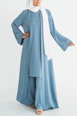 Sky Blue 3-Piece Kimono Abaya Set