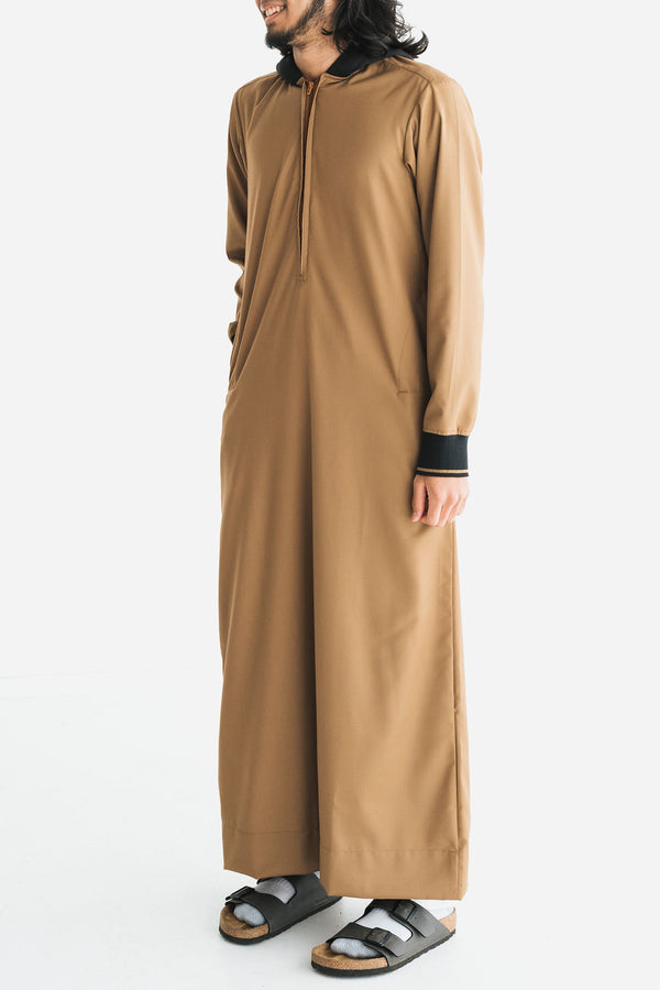 Men's Tan Zipper Hoodie Thobe