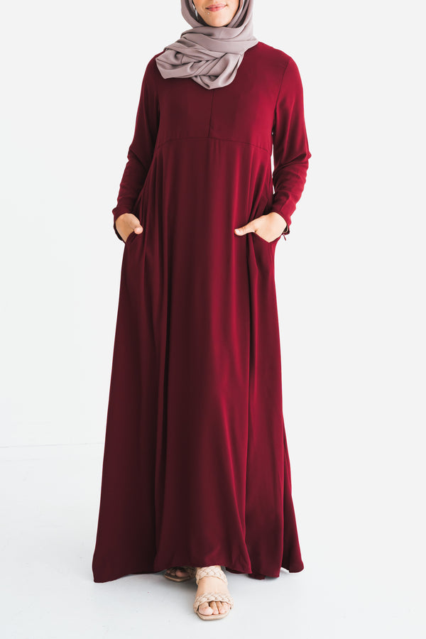 Maroon Empire Zip Abaya
