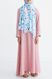 Girl's Light Pink Empire Lace Abaya