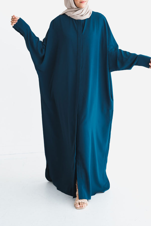 Dark Teal Batwing Abaya