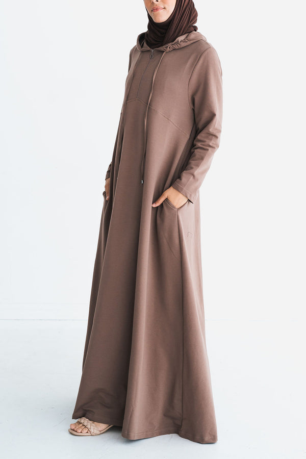 Dark Taupe Hoodie Abaya
