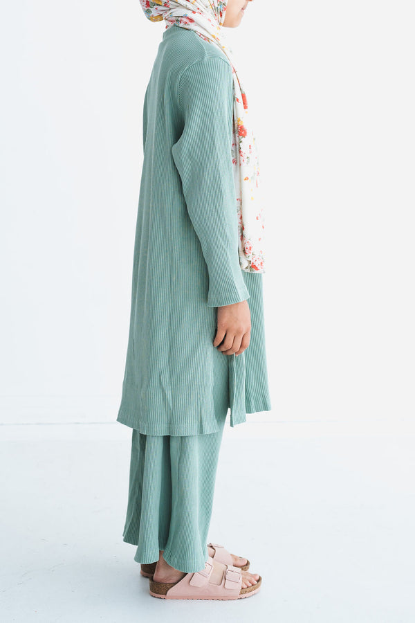 Girls Sage Ribbed 2-Piece Co-Ord Set