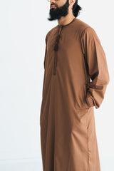 Men's Brown Embroidered Omani Thobe