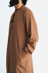 Men's Brown Embroidered Omani Thobe