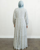 Cloud White Floral Maxi Dress Abaya