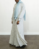 Cloud White Floral Maxi Dress Abaya