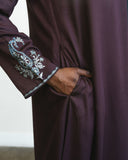 Embroidered Garden Paisley Abaya - Chocolate Plum