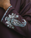 Embroidered Garden Paisley Abaya - Chocolate Plum