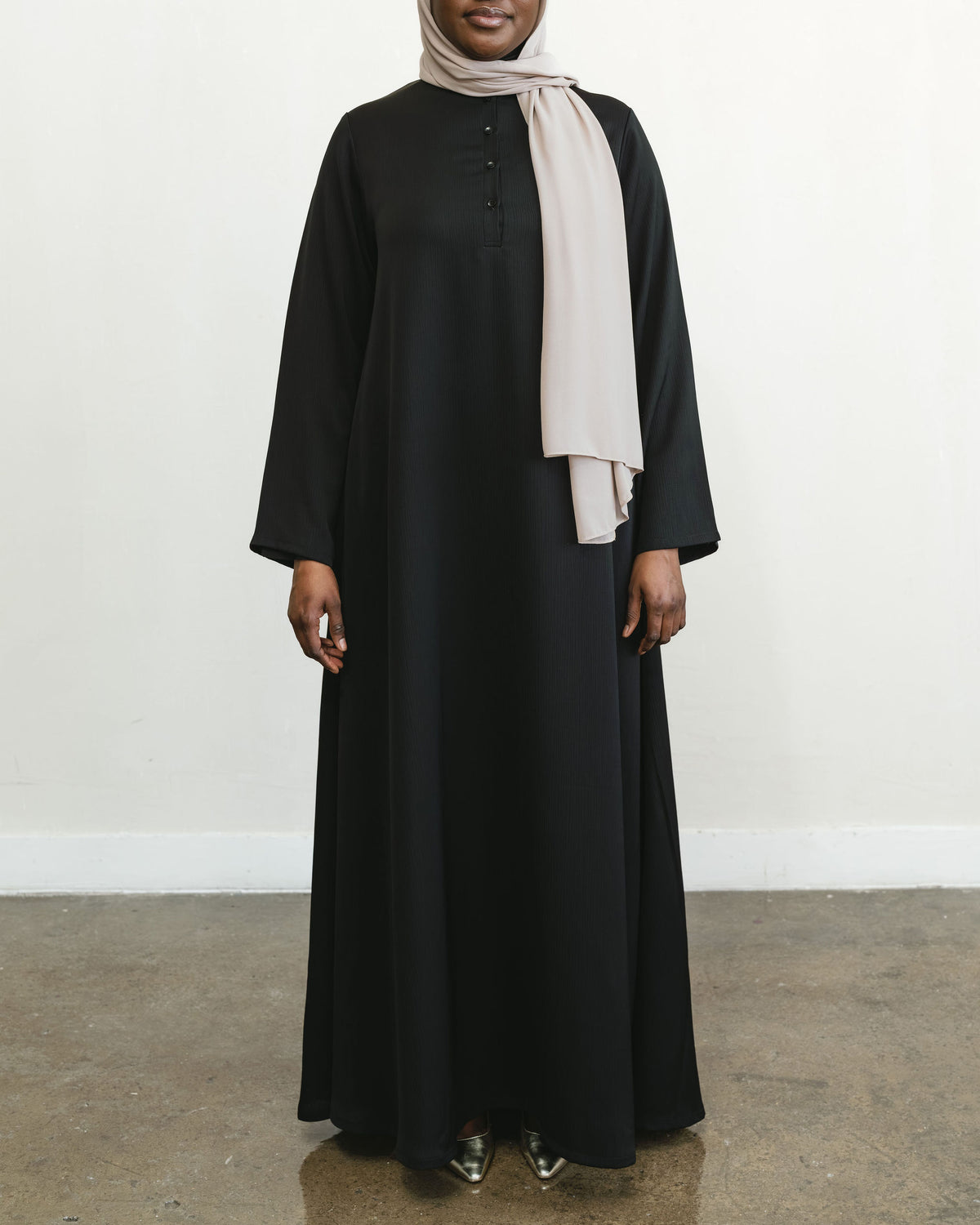 Premium Crinkle Crepe Abaya  - Black