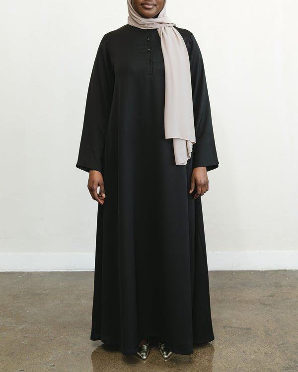 Premium Crinkle Crepe Abaya  - Black