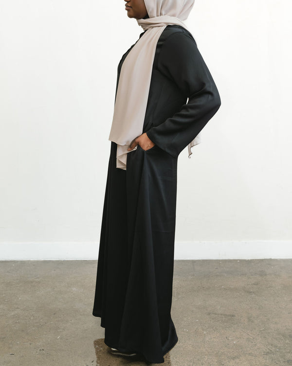 Premium Crinkle Crepe Abaya  - Black