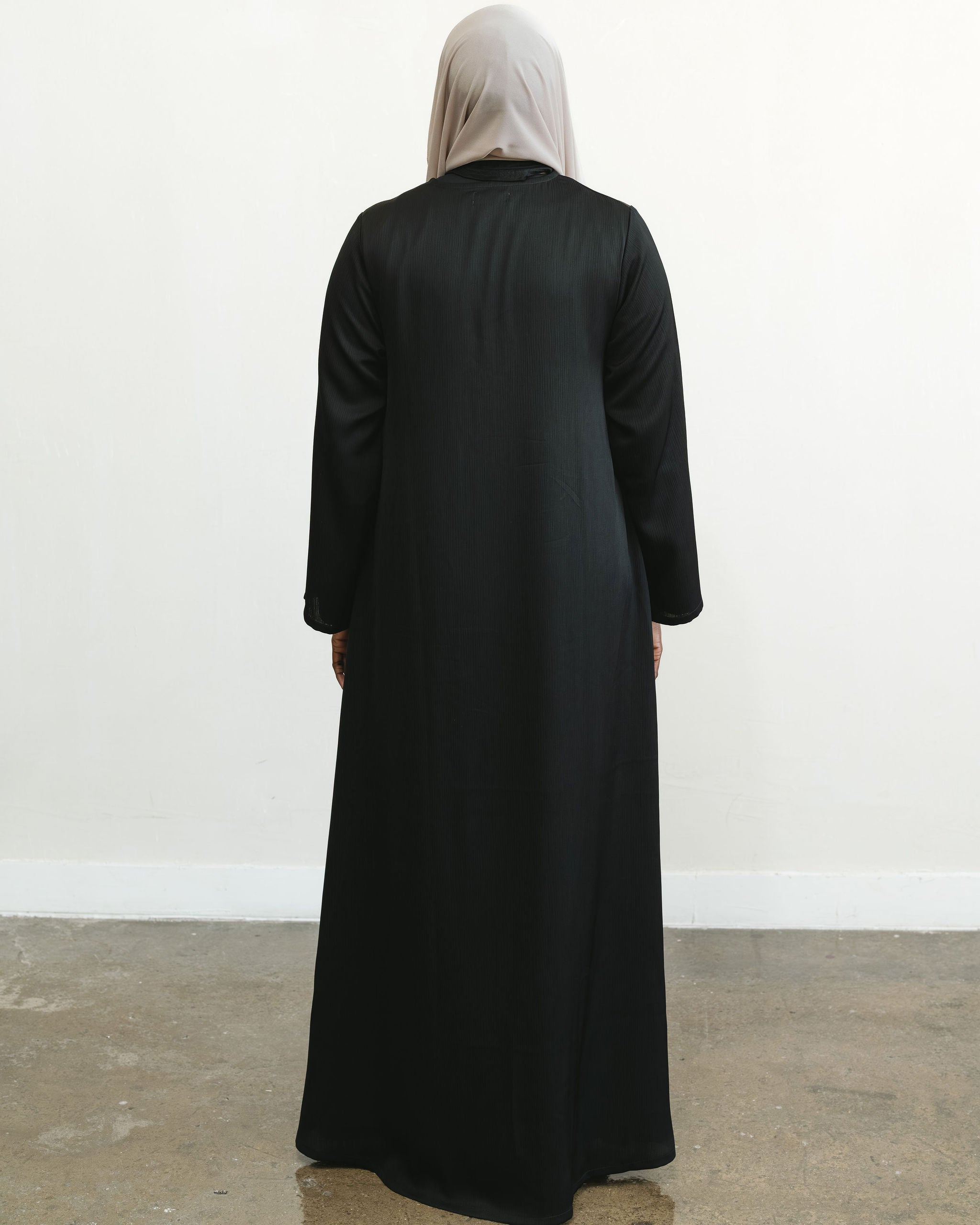 Premium Crinkle Crepe Abaya  - Black