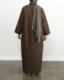 Women's Cocoa Brown Linen Button Front Abaya