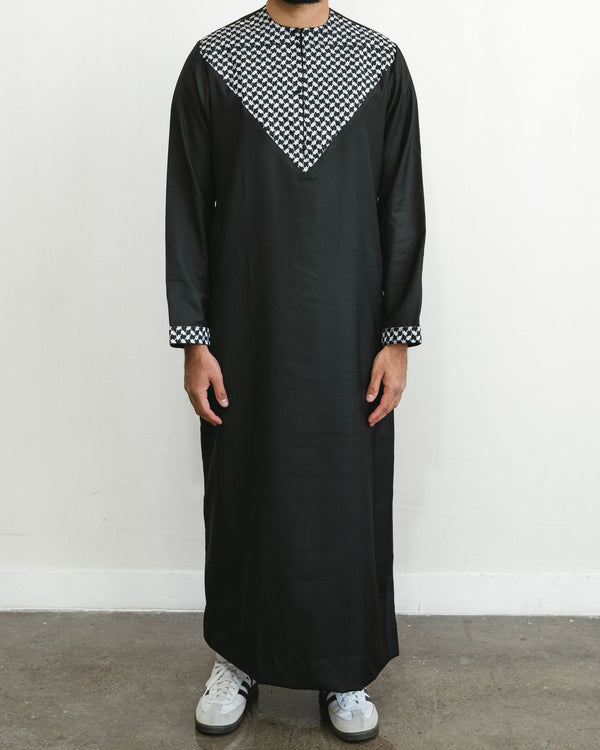 Men's Black Kufiya Thobe