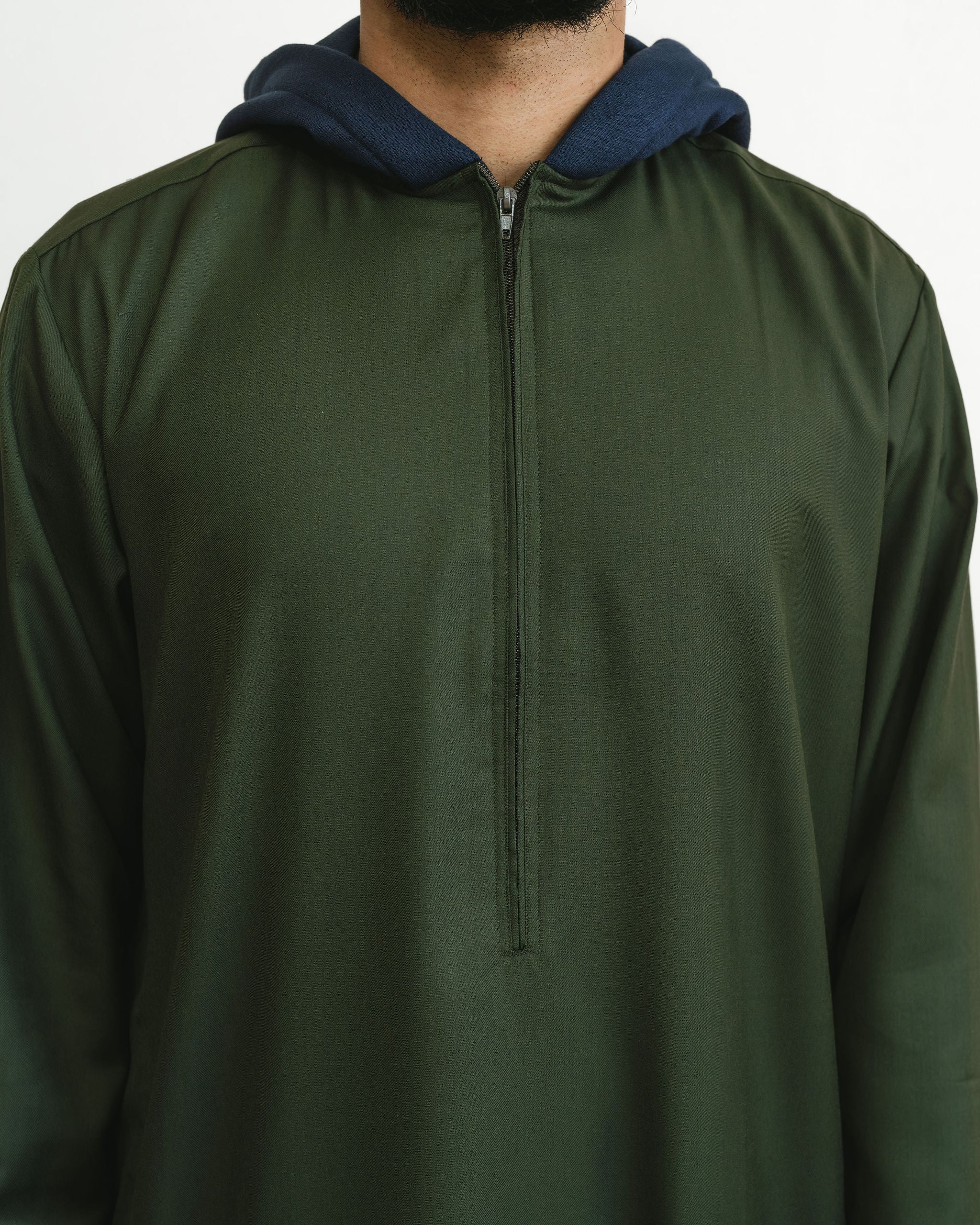 Men's Army Green Zipper Hoodie Thobe