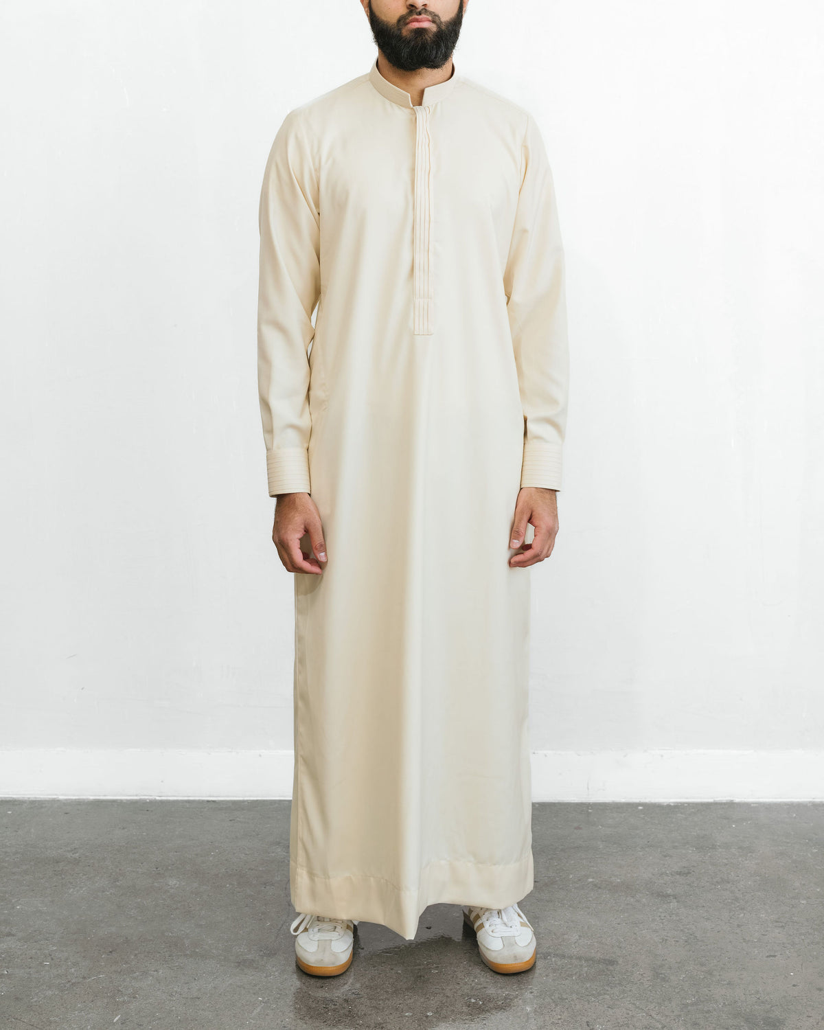 Men's Ecru Pintuck Placket Thobe