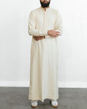 Men's Ecru Pintuck Placket Thobe