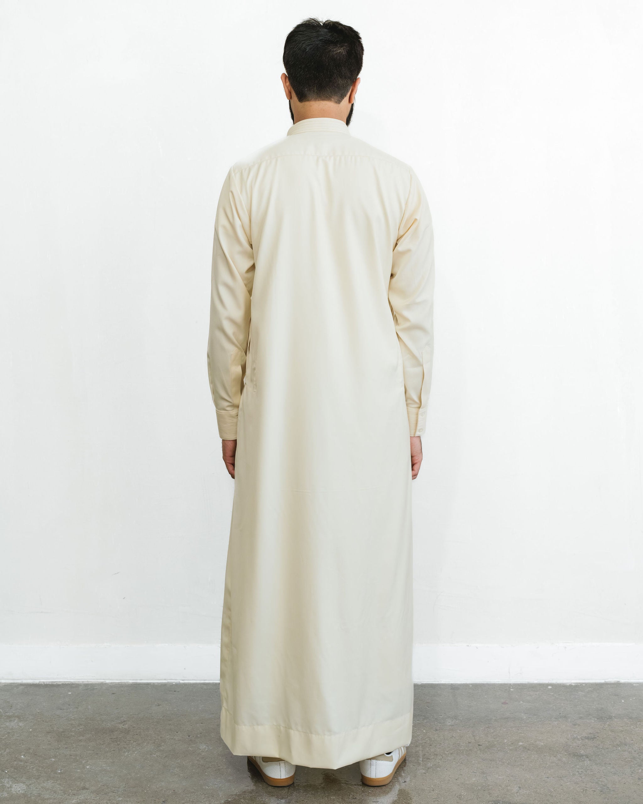 Men's Ecru Pintuck Placket Thobe