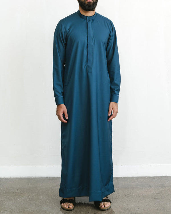 Men's Dark Teal Blue Edge Thobe
