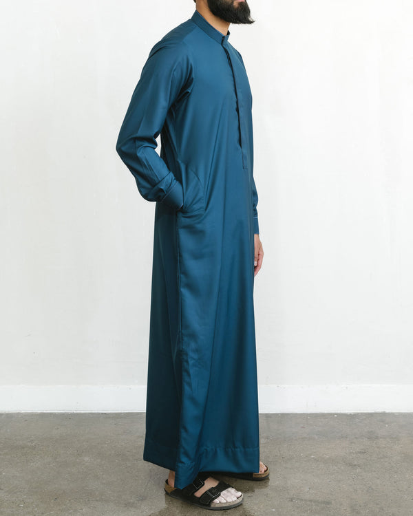 Men's Dark Teal Blue Edge Thobe