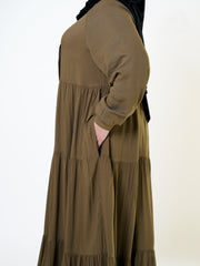 Olive Swiss Dot Maxi Dress