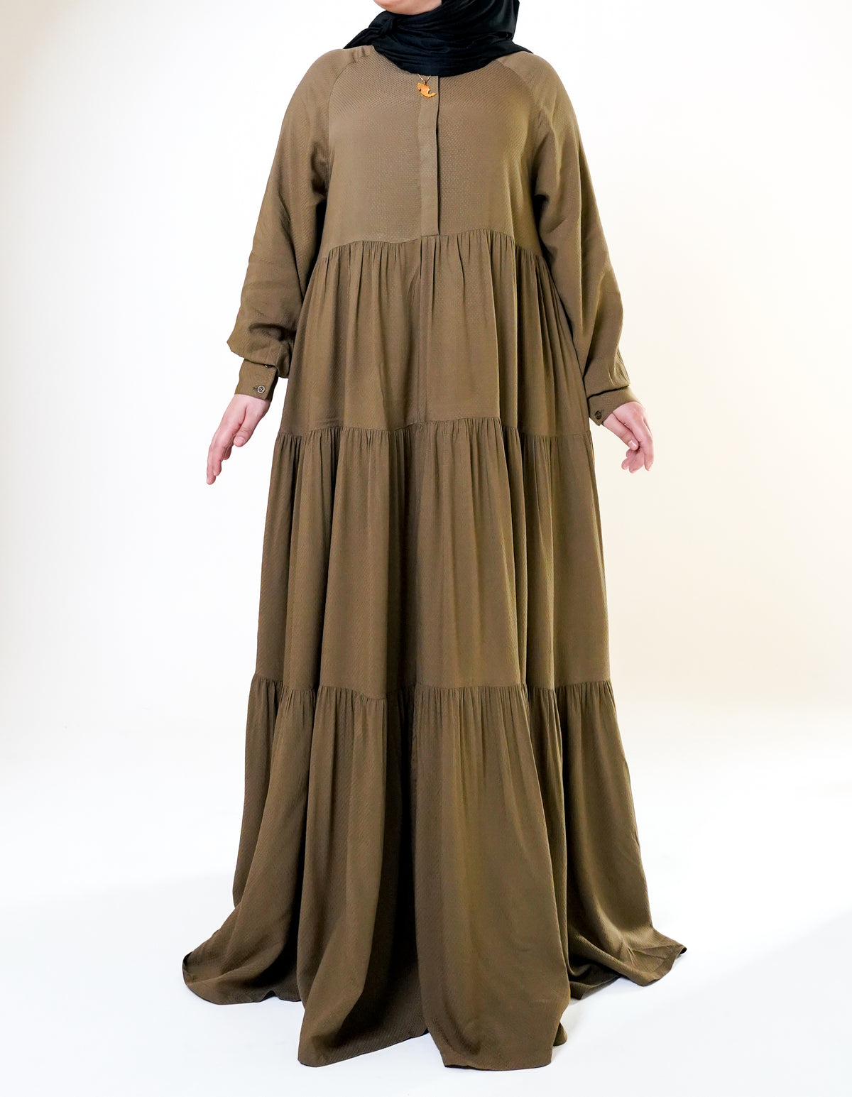 Olive Swiss Dot Maxi Dress