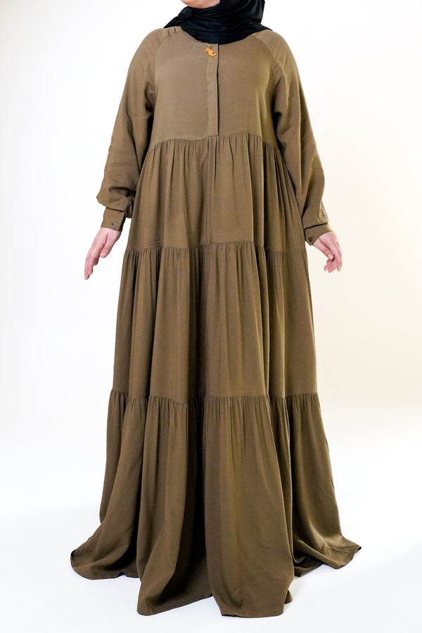 Olive Swiss Dot Maxi Dress