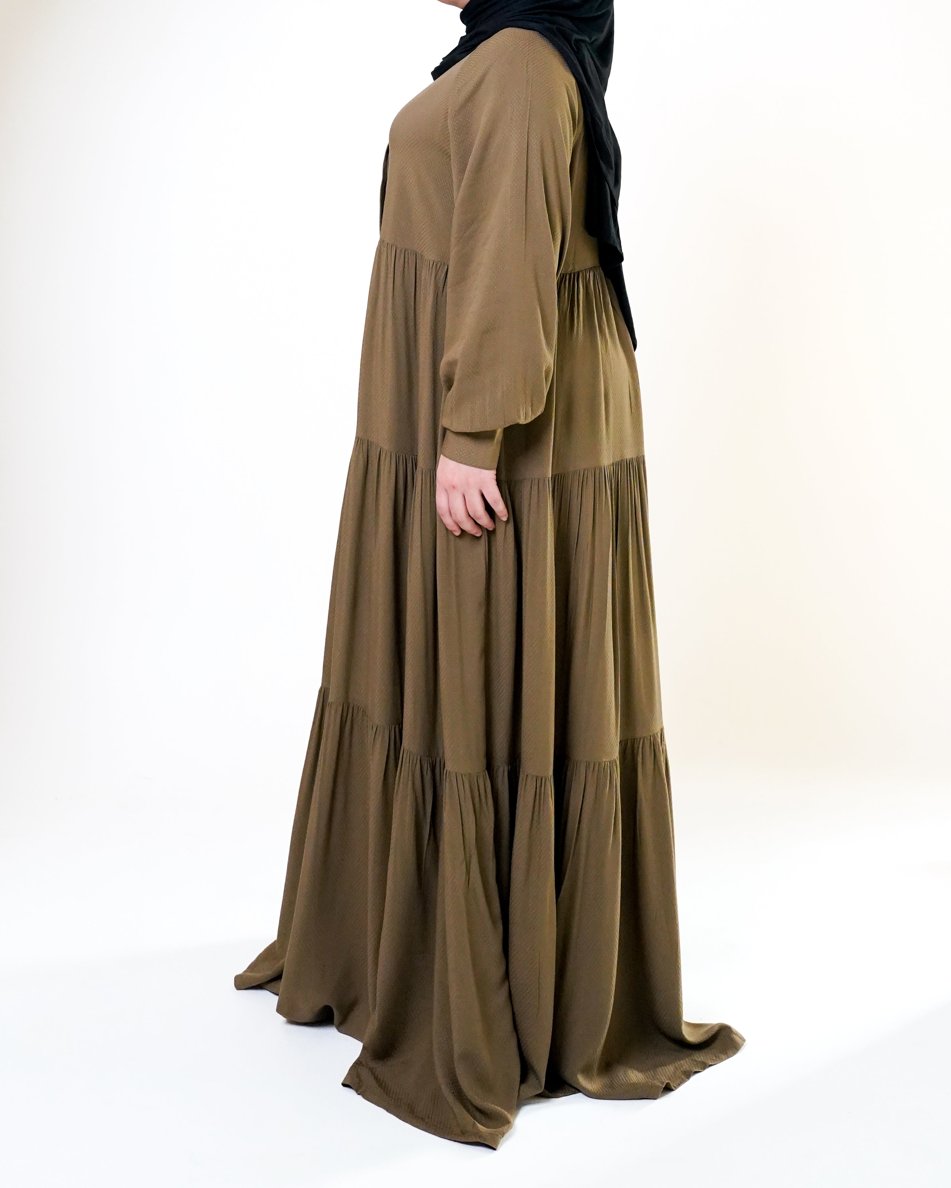 Olive Swiss Dot Maxi Dress