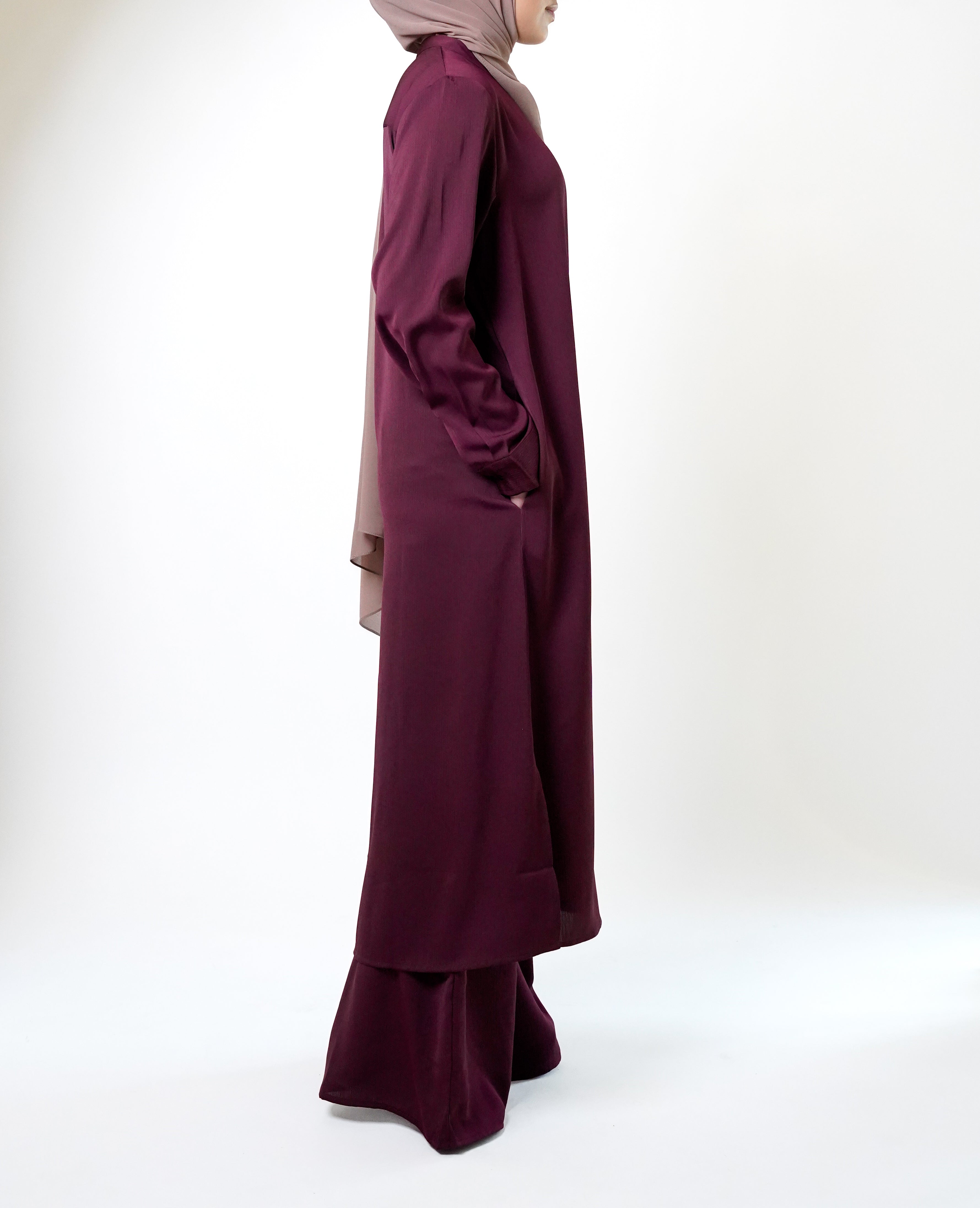 Burgundy Long Button-Down Tunic